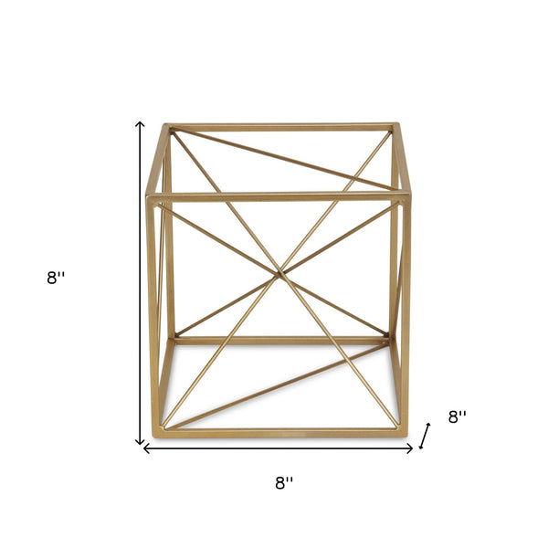 8 Gold Metal Abstract Geo Cube Sculpture