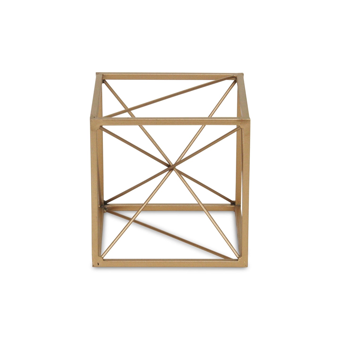 6" Gold Metal Cube Sculpture