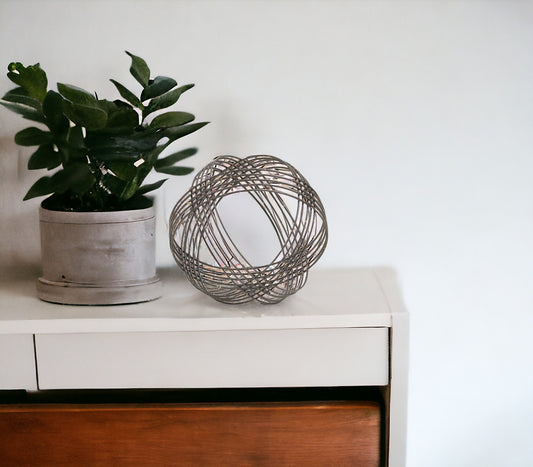 7" Gray Metal Decorative Orb