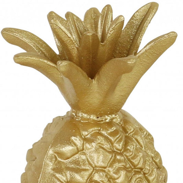 9 Gold Cast Iron Pineapple Hand Painted Sculpture