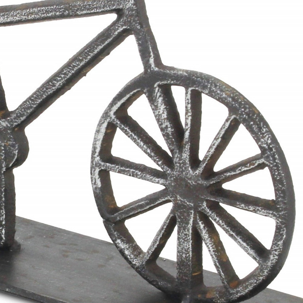 8" Black Metal Bicycle Hand Painted Sculpture