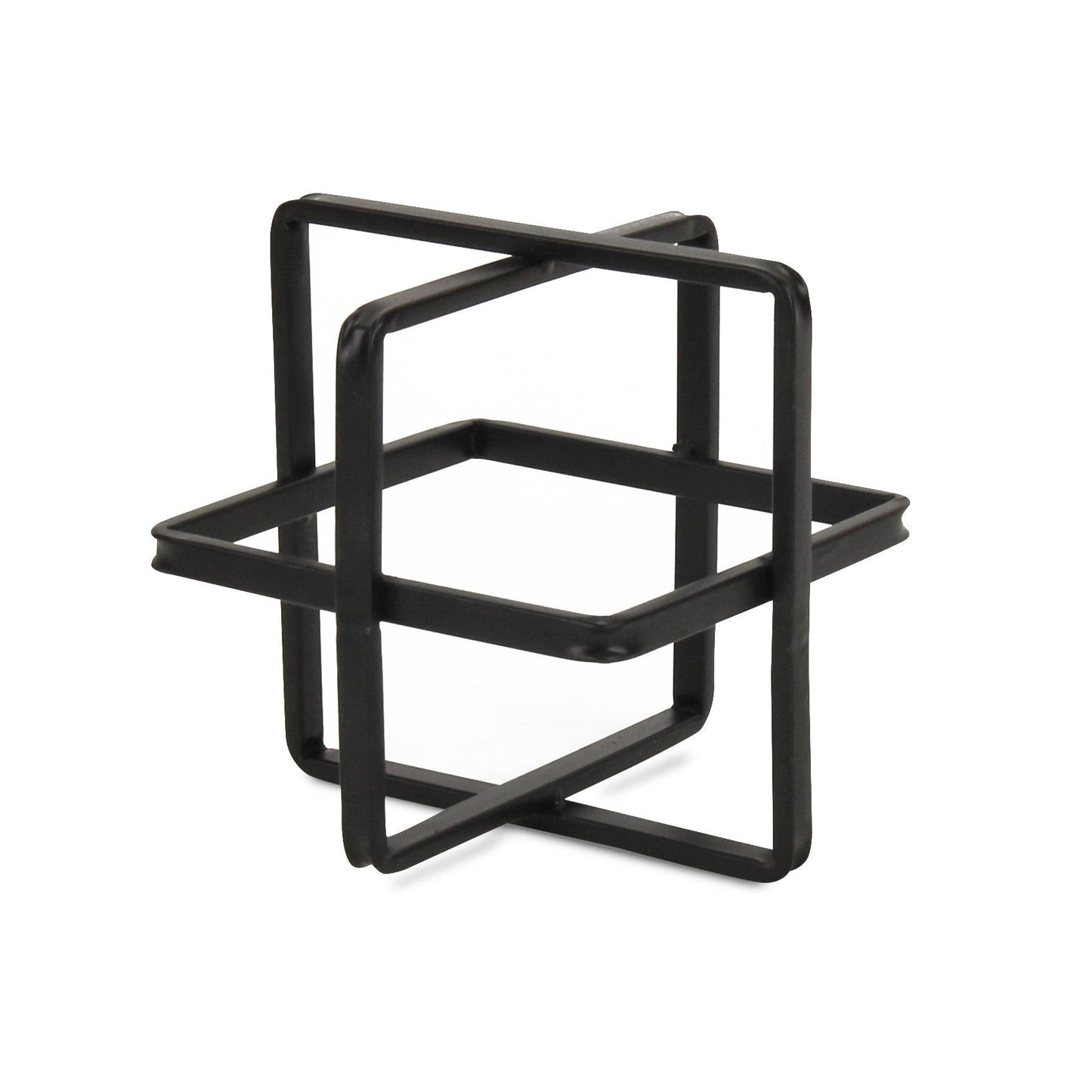 6" Black Metal Abstract Cube Sculpture