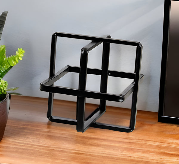 6 Black Metal Abstract Cube Sculpture