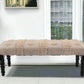 47" Cream And Black Leg Abstract Stripe and Dot Upholstery Bench