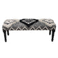 47" Black And White Black Leg Southwest Upholstered Bench