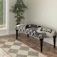 47" Black And White Black Leg Southwest Upholstered Bench