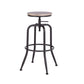 Set of Two Natural And Black Solid Wood And Steel Swivel Backless Counter Height Bar Chairs