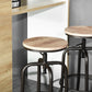 Set of Two Natural And Black Solid Wood And Steel Swivel Backless Counter Height Bar Chairs