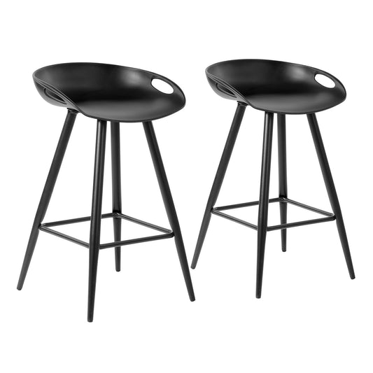 Set of Two 24" Black Steel Backless Counter Height Bar Chairs