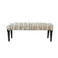 47" Cream Textural Boho Stripe Black Leg Upholstered Bench
