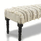 47" Cream Textural Boho Stripe Black Leg Upholstered Bench
