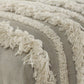 47" Cream Textural Boho Stripe Black Leg Upholstered Bench