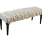 47" Cream Textural Boho Stripe Black Leg Upholstered Bench