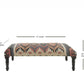 47" Brown Red and Natural Black Leg Southwest Upholstered Bench