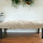 47" Cream And Black Leg Abstract Upholstered Bench