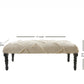 47" Cream And Black Leg Abstract Upholstered Bench