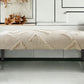 47" Cream And Black Leg Abstract Upholstered Bench