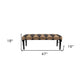 47" Tan And Black Black Leg Checkered Upholstered Bench