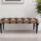 47" Tan And Black Black Leg Checkered Upholstered Bench