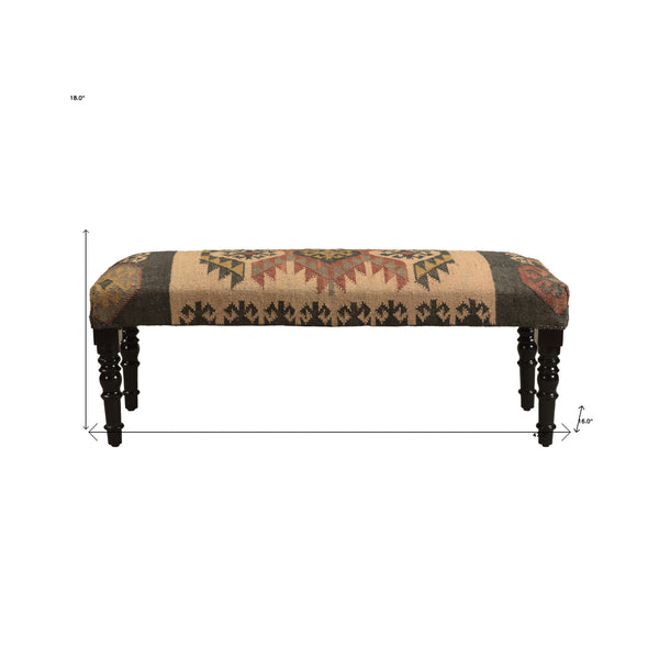 47 Shades of Brown Black Leg Southwest Upholstered Bench