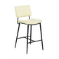 Set of Two 27" Cream And Black Faux Leather And Steel Low Back Counter Height Bar Chairs