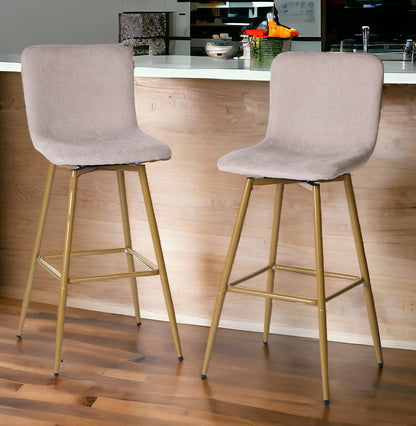 Set of Two 29" Aqua And Gold Steel Bar Height Bar Chairs