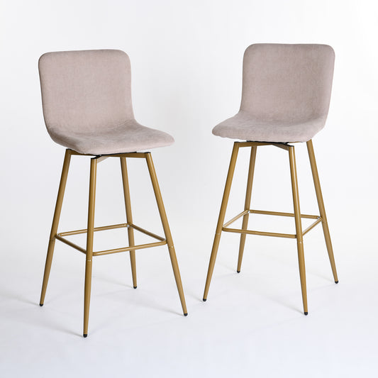 Set of Two 29" Aqua And Gold Steel Bar Height Bar Chairs