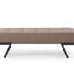 57" Taupe and Black Upholstered Faux Leather Bench