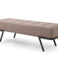 57" Taupe and Black Upholstered Faux Leather Bench