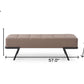 57" Taupe and Black Upholstered Faux Leather Bench