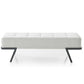 57" White and Black Upholstered Faux Leather Bench