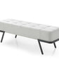 57" White and Black Upholstered Faux Leather Bench