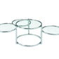 60" Chrome And Clear Glass Round Nested Coffee Tables With Three Shelves