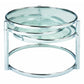60" Chrome And Clear Glass Round Nested Coffee Tables With Three Shelves