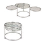 60" Chrome And Clear Glass Round Nested Coffee Tables With Three Shelves