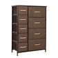 27" Brown Steel and Fabric Nine Drawer Combo Dresser