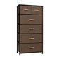 23" Brown Steel and Fabric Six Drawer Combo Dresser