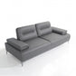 89" Light Gray Leather Convertible Sofa And Toss Pillows With Silver Legs