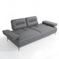 89" Light Gray Leather Convertible Sofa And Toss Pillows With Silver Legs