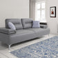 89" Light Gray Leather Convertible Sofa And Toss Pillows With Silver Legs