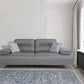 89" Light Gray Leather Convertible Sofa And Toss Pillows With Silver Legs