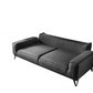 90" Dark Gray Linen Sleeper Sofa And Toss Pillows With Silver Legs