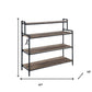 43" Brown and Black Metal Four Tier USB Bookcase