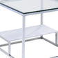 22" Chrome And Clear Glass Square End Table With Shelf