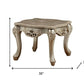 25" Champagne And Marble Marble And Solid Wood Square End Table