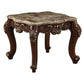 24" Walnut And Marble Marble And Solid Wood Square End Table