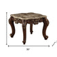 24" Walnut And Marble Marble And Solid Wood Square End Table