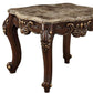 24" Walnut And Marble Marble And Solid Wood Square End Table