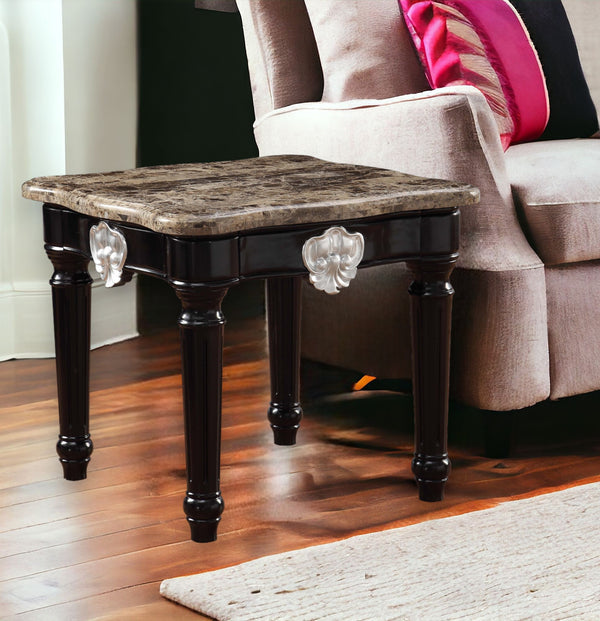 25 Black Manufactured Wood and Marble Square End Table