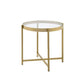 24" Gold And Clear Glass And Metal Round End Table